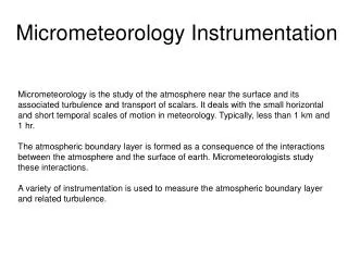 Micrometeorology Instrumentation