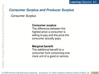 Consumer Surplus and Producer Surplus