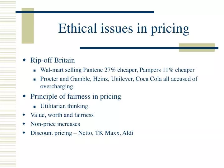 ethical issues in pricing