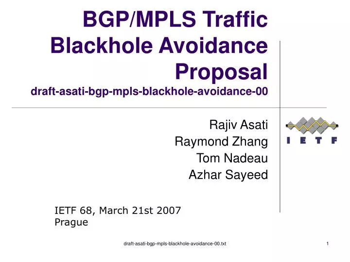 bgp mpls traffic blackhole avoidance proposal draft asati bgp mpls blackhole avoidance 00