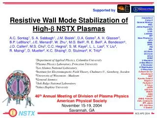 Resistive Wall Mode Stabilization of High- b NSTX Plasmas