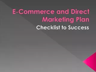 E-Commerce and Direct Marketing Plan