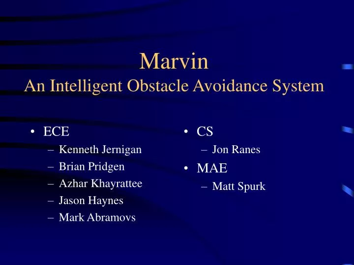 marvin an intelligent obstacle avoidance system