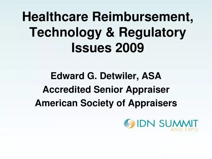 healthcare reimbursement technology regulatory issues 2009