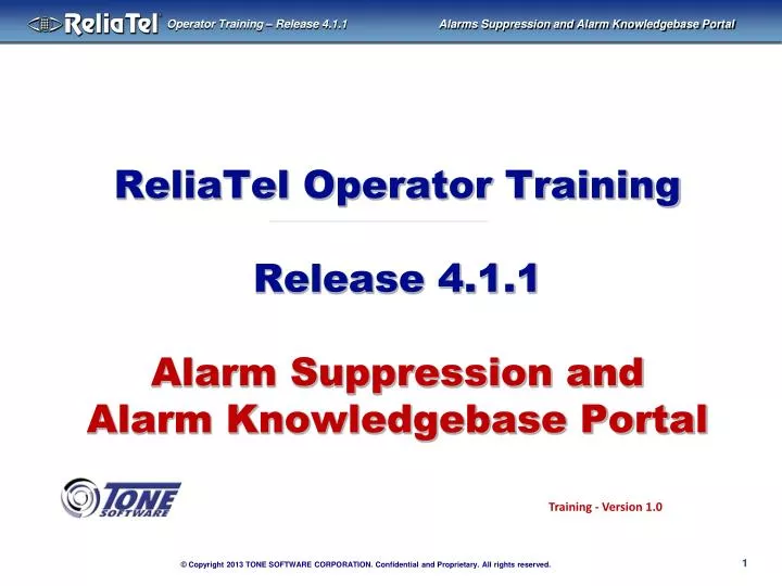reliatel operator training release 4 1 1 alarm suppression and alarm knowledgebase portal