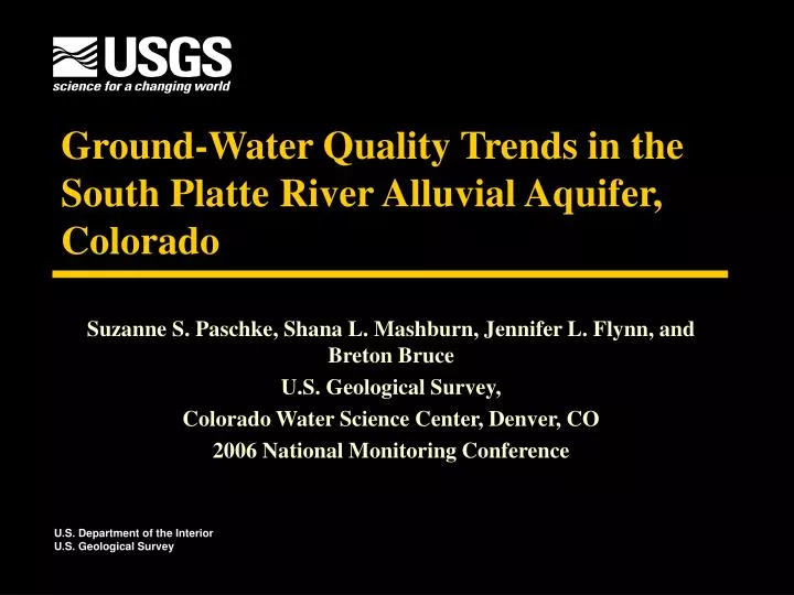 ground water quality trends in the south platte river alluvial aquifer colorado