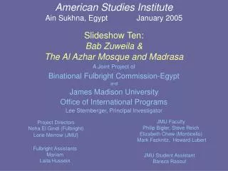 A Joint Project of Binational Fulbright Commission-Egypt and James Madison University