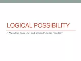 Logical Possibility