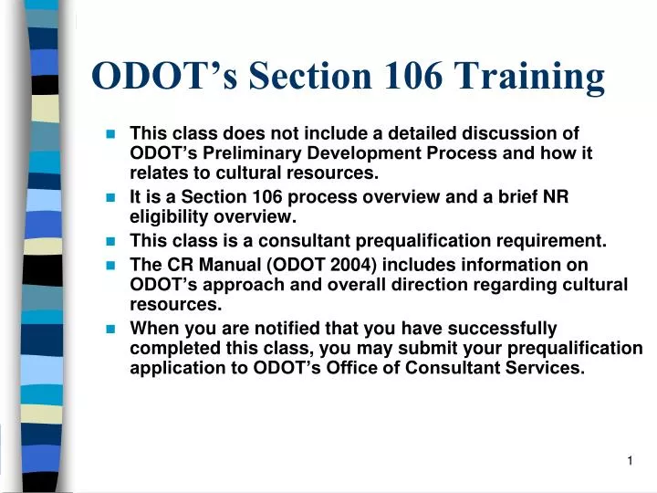 odot s section 106 training