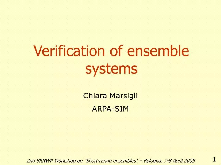 verification of ensemble systems
