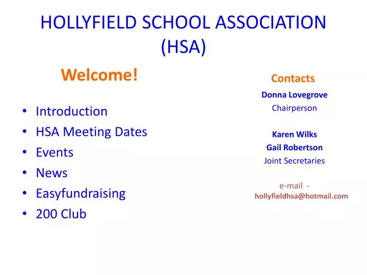 hollyfield school association hsa