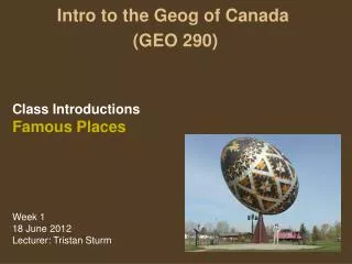 Intro to the Geog of Canada (GEO 290)