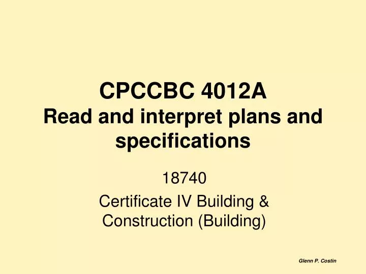 cpccbc 4012a read and interpret plans and specifications