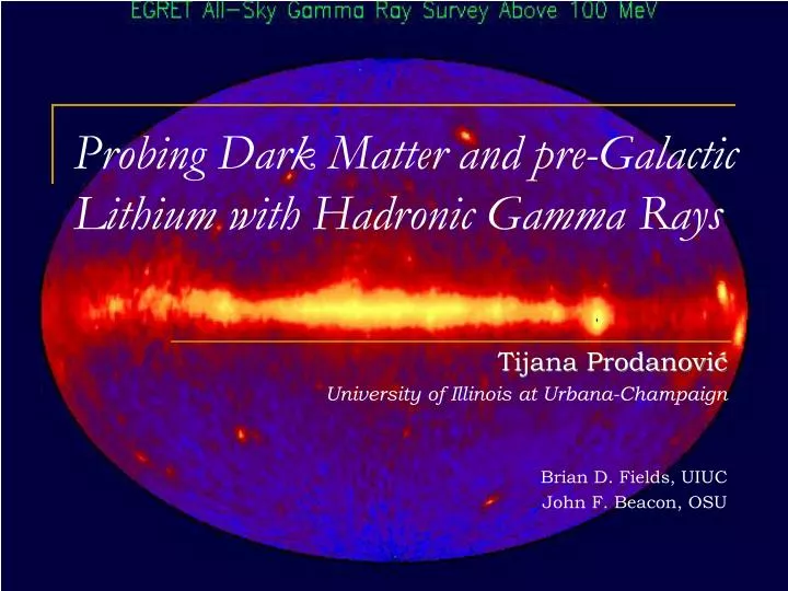 probing dark matter and pre galactic lithium with hadronic gamma rays