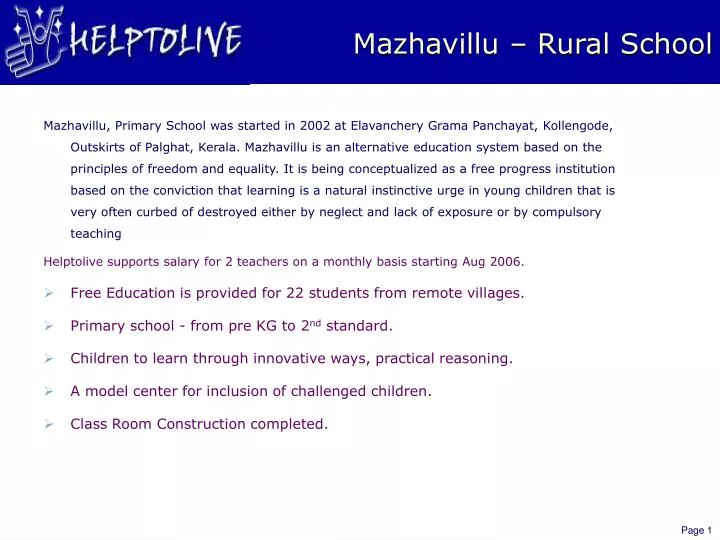 mazhavillu rural school