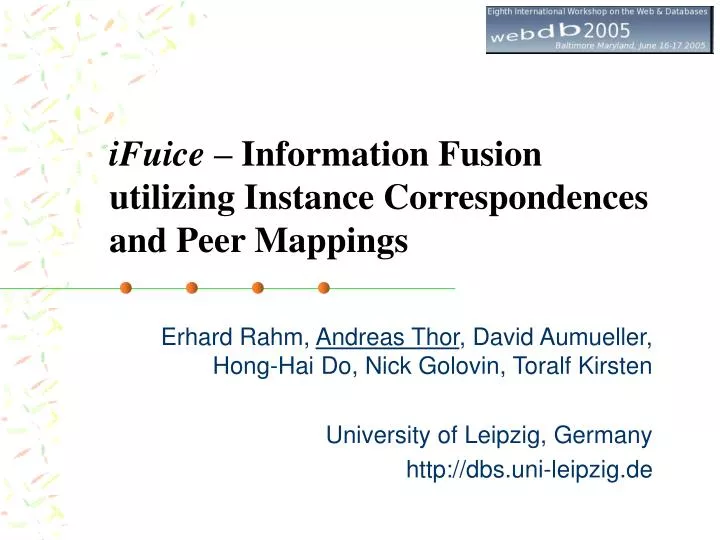 ifuice information fusion utilizing instance correspondences and peer mappings
