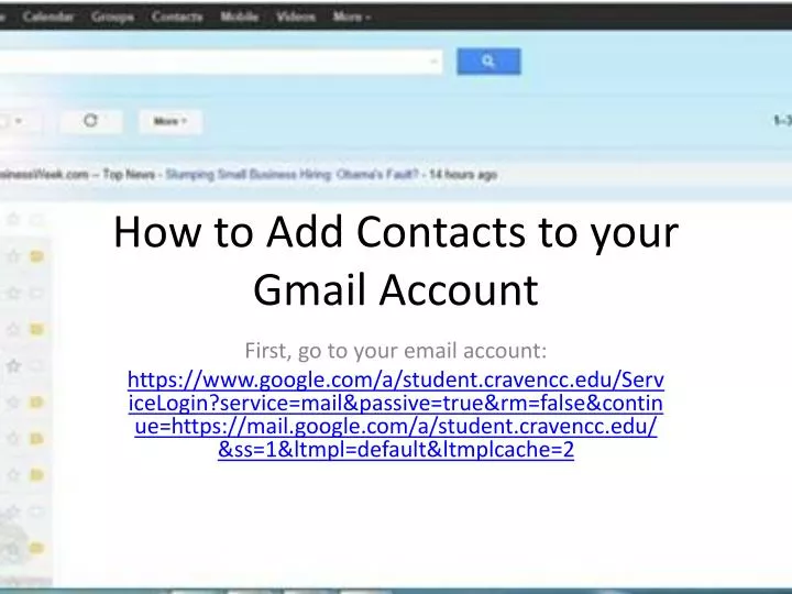 how to add contacts to your gmail account