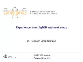 Experience from AgMIP and next steps