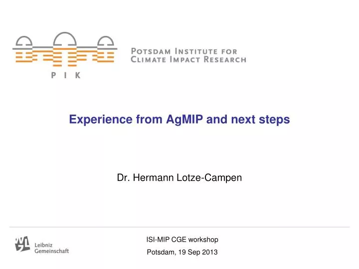 experience from agmip and next steps