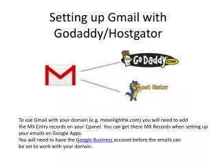 setting up gmail with godaddy hostgator