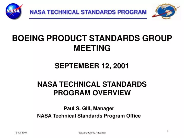 boeing product standards group meeting september 12 2001 nasa technical standards program overview