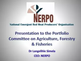 Presentation to the Portfolio Committee on Agriculture, Forestry &amp; Fisheries