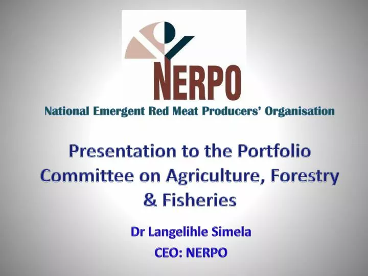 presentation to the portfolio committee on agriculture forestry fisheries