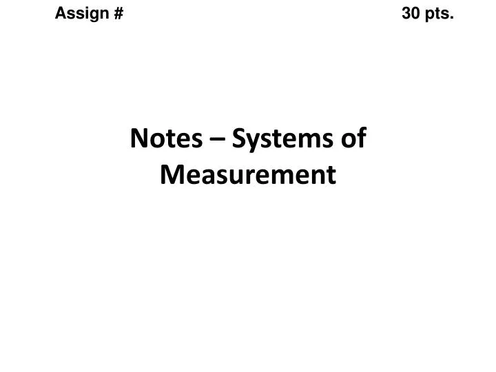 notes systems of measurement