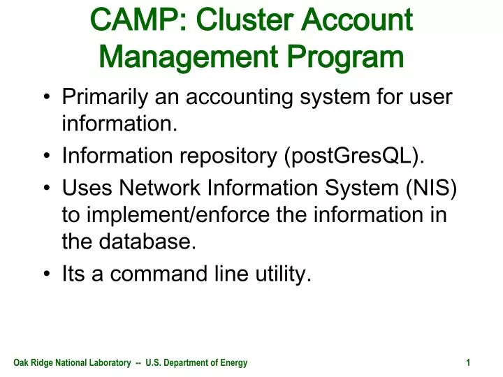 camp cluster account management program