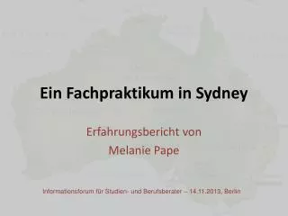 ein fachpraktikum in sydney