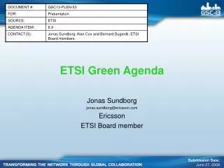 ETSI Green Agenda