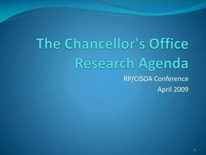 the chancellor s office research agenda