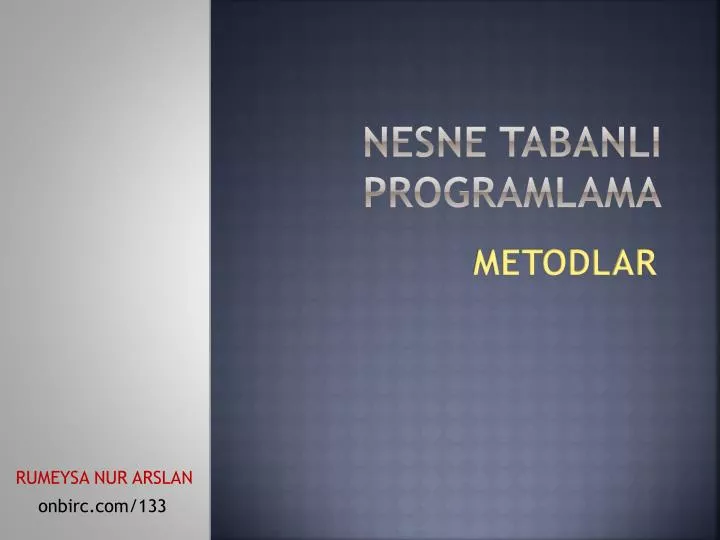 nesne tabanli programlama