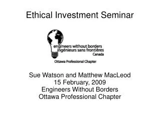 Ethical Investment Seminar