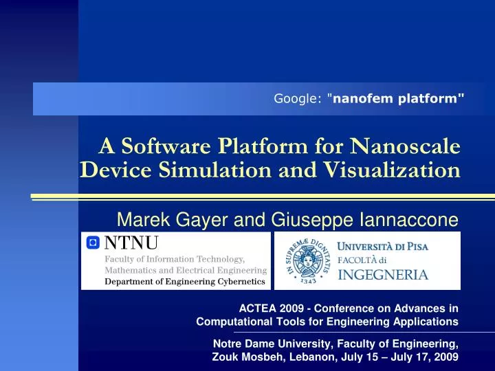 a software platform for nanoscale device simulation and visualization