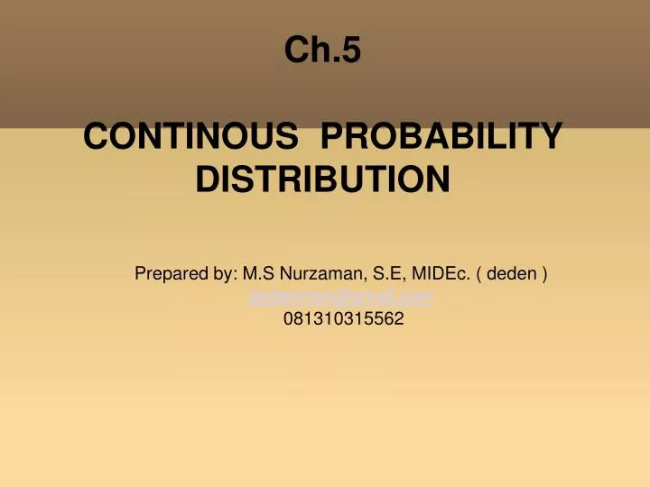 ch 5 continous probability distribution