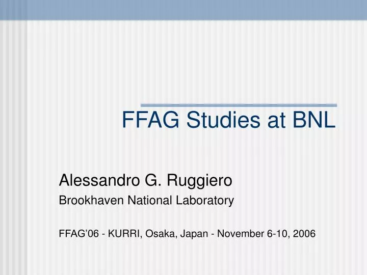 ffag studies at bnl