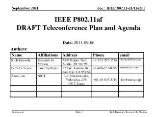 ieee p802 11af draft teleconference plan and agenda