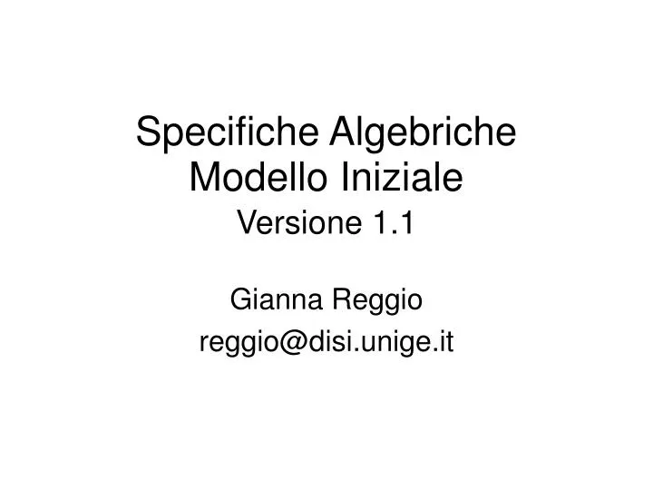 specifiche algebriche modello iniziale versione 1 1