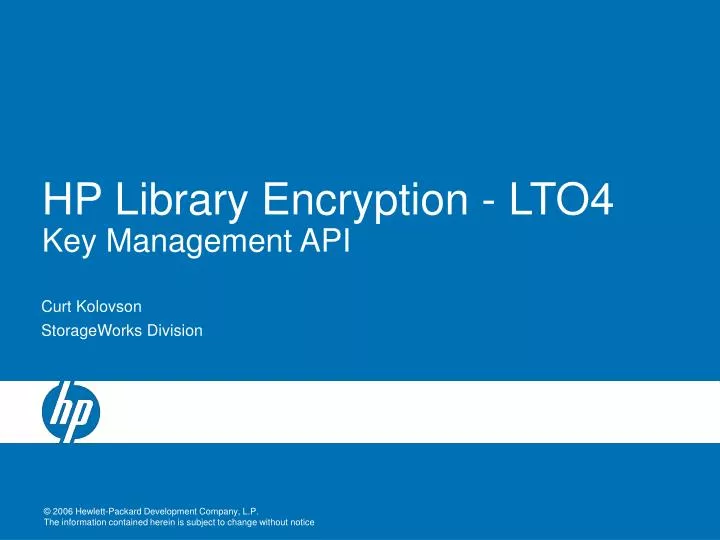 hp library encryption lto4 key management api