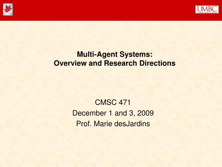 multi agent systems overview and research directions