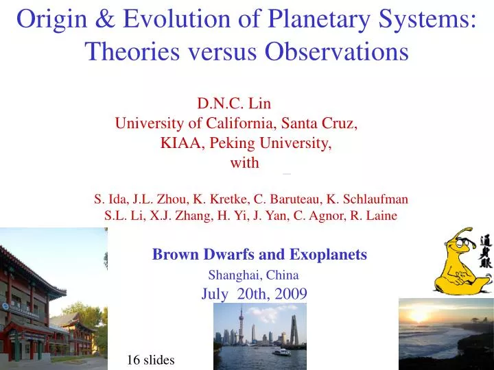 origin evolution of planetary systems theories versus observations