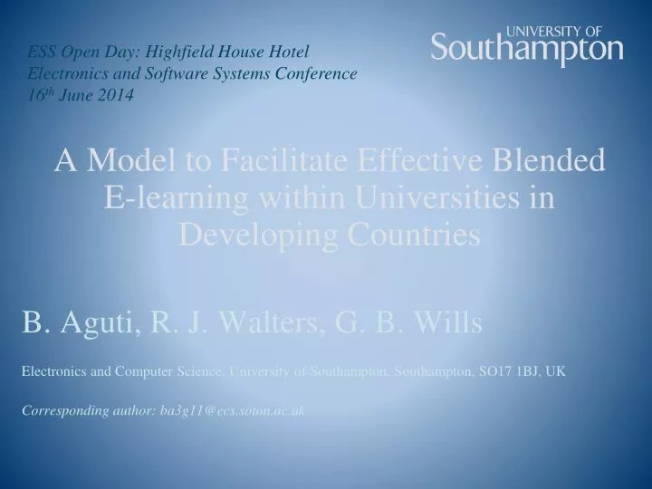 a model to facilitate effective blended e learning within universities in developing countries