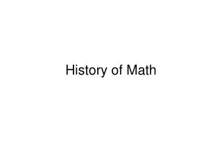 History of Math