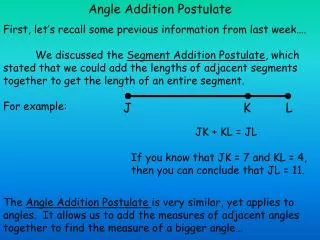 Angle Addition Postulate