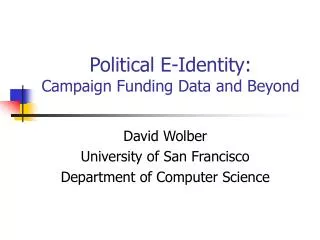 Political E-Identity: Campaign Funding Data and Beyond