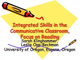 Integrated Skills in the Communicative Classroom, Focus on Reading