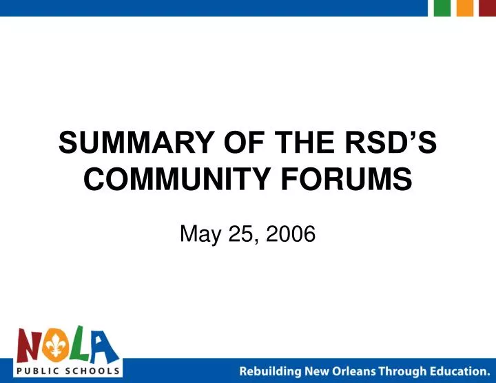 summary of the rsd s community forums