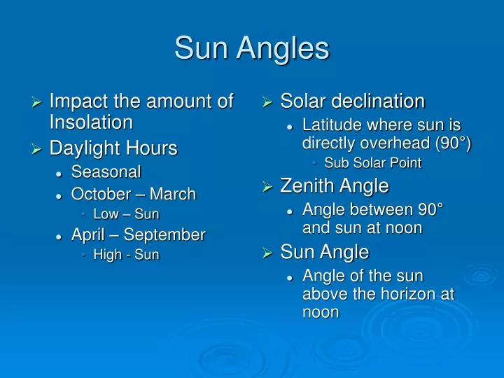 sun angles