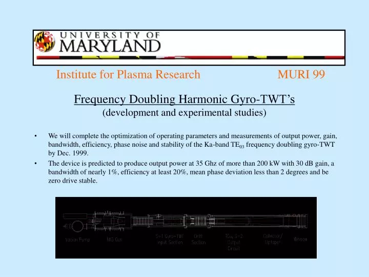 frequency doubling harmonic gyro twt s development and experimental studies